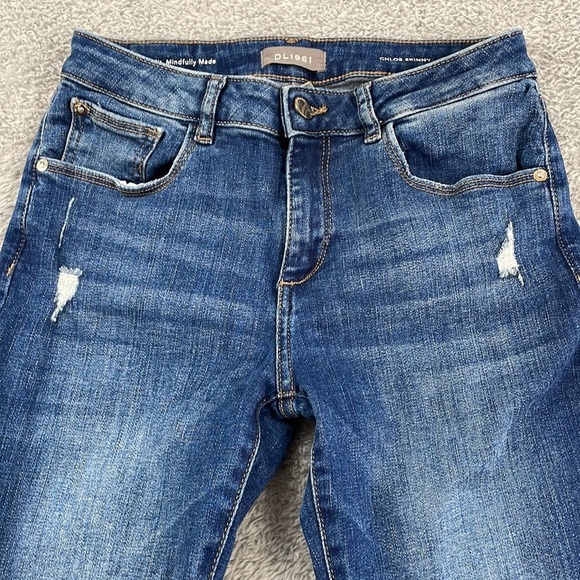 DL1961 Jeans Girls Big Kid 16 Chloe Skinny Medium Wash Stretch Denim Distressed - Picture 3 of 16